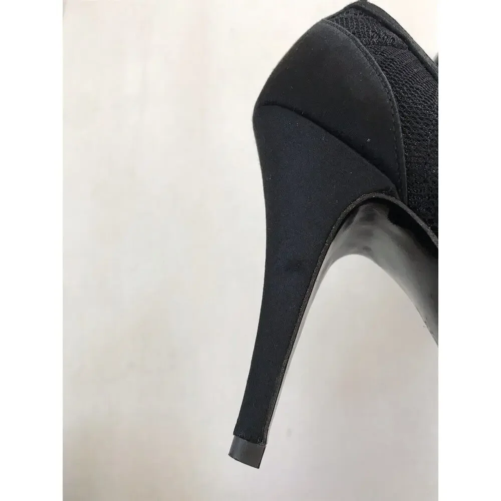 Philosophy di Alberta Ferretti Lace Satin Pumps Heels Black FLAWS